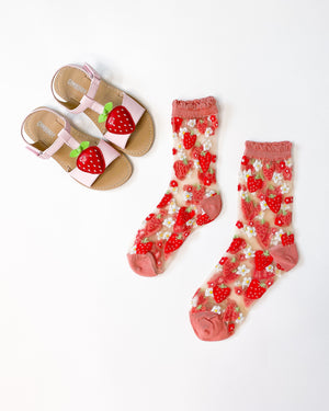 Sock Candy strawberry socks sheer socks for kids mommy and me matching socks