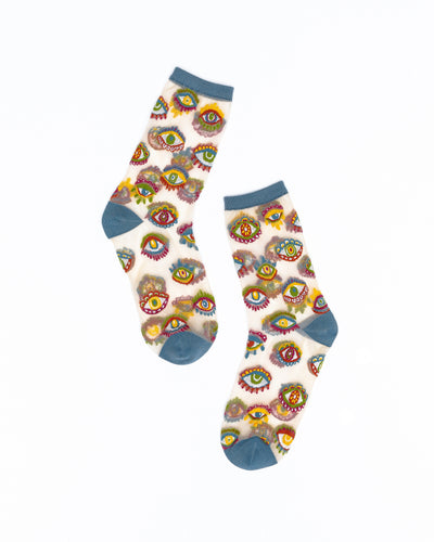 Sock candy evil eye print socks sheer womens socks