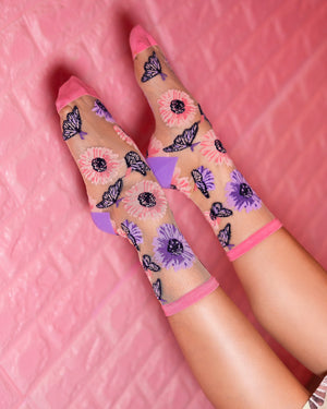Sock candy butterfly floral socks sunflower socks