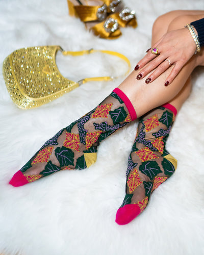 Sock candy brocade jaguar black sheer socks holiday brocade socks for women