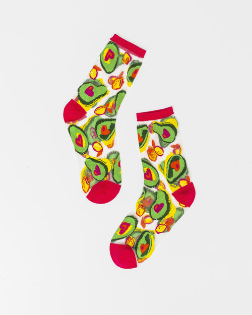 Sock candy avocado lover sheer sock avocado socks for women food fashion socks