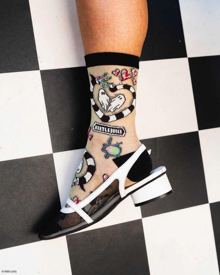 Sock Candy Beetlejuice™ Sheer Socks Bundle Fashion Socks Sheer Socks Halloween Socks Striped Socks Spooky Socks Beetlejuice Socks Tim Burton Socks socks with heels