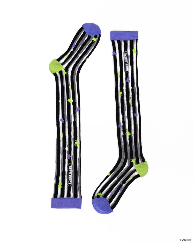 Sock Candy Beetlejuice™ Sheer Socks Bundle Fashion Socks Sheer Socks Halloween Socks Striped Socks Spooky Socks Beetlejuice Socks Tim Burton Socks Cute Knee Highs