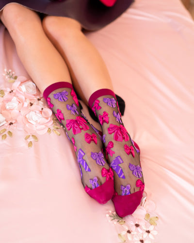 Sock candy elegant bow socks sheer bow socks holiday bow socks for women