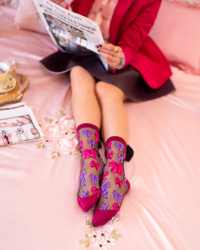 Sock candy elegant bow socks sheer bow socks holiday bow socks for women