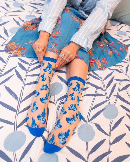 Sock candy blueberry print socks sheer socks for women