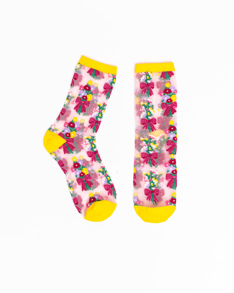 Sock Candy Bouquets All Day Shimmer Sheer Sock sheer socks fashion socks cute socks whimsical socks cottagecore