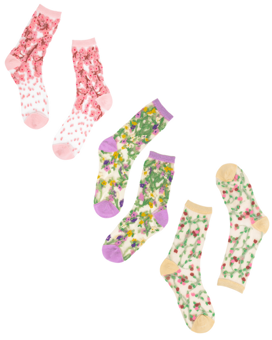 Sock candy bridal socks bundle flatlay sheer floral socks for brides