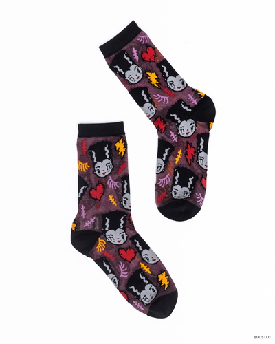 Sock candy bride of frankenstein shimmer sock girly cute halloween socks
