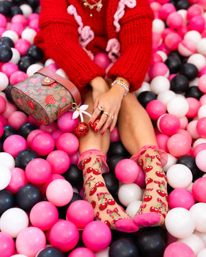 Sock Candy cherry bow ruffle sheer socks cherry print socks girly socks