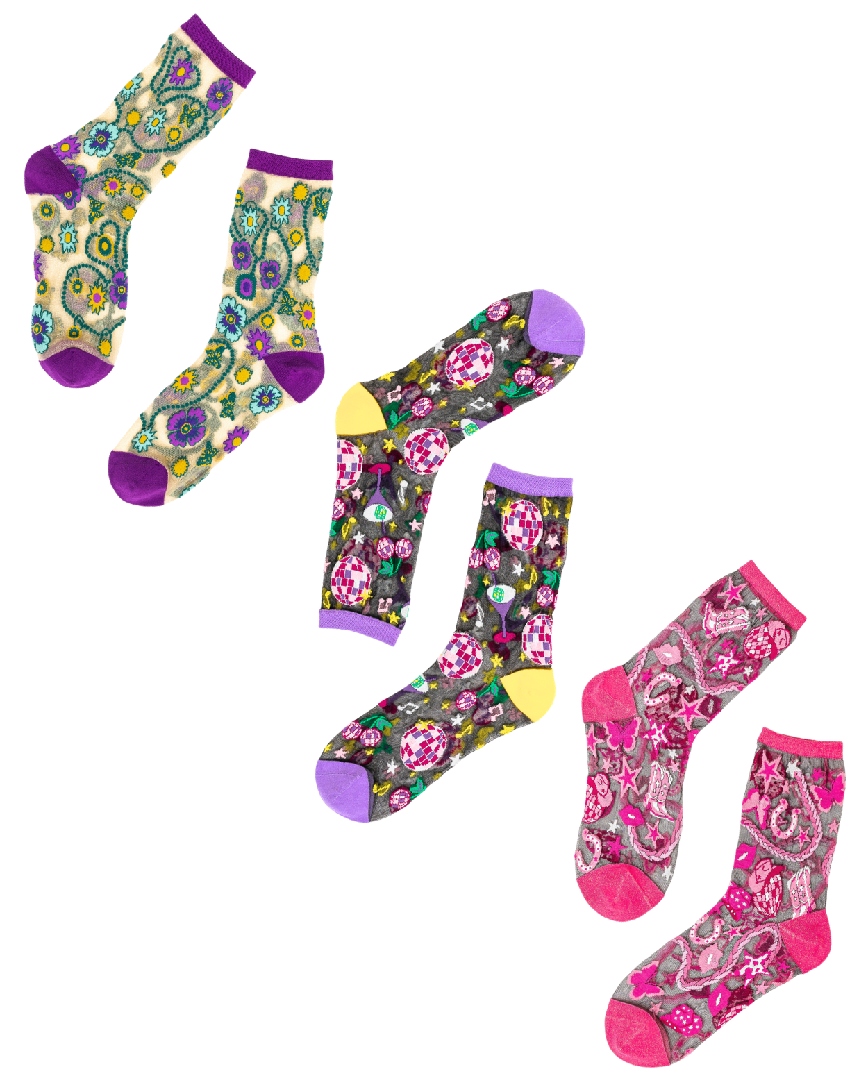 Disco Party Black Sheer Socks Bundle - Music Festival Socks – Sock Candy