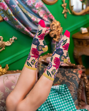 Sock Candy Festive Floral Sheer Crew Sock holiday socks for women 2