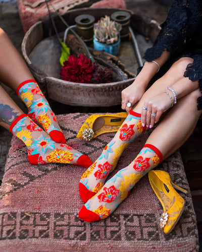 Sock candy flower power sheer socks and heels sheer floral socks