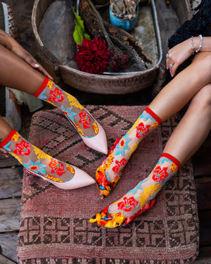 Sock candy flower power sheer socks and heels sheer floral socks