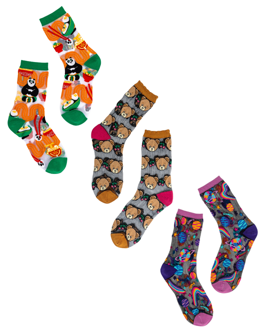 sock candy black sheers sock bundle happy cute style socks