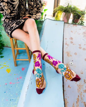 Sock Candy Gem Garden Sheer sock floral women's socks fall floral foliage