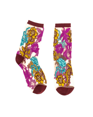 Sock Candy Gem Garden Sheer sock floral women's socks fall floral foliage