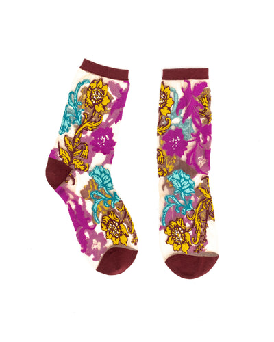 Sock Candy Gem Garden Sheer sock floral women's socks fall floral foliage