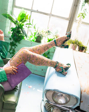 Sock Candy heart floral sheer thigh high stockings sexy sheer floral tights