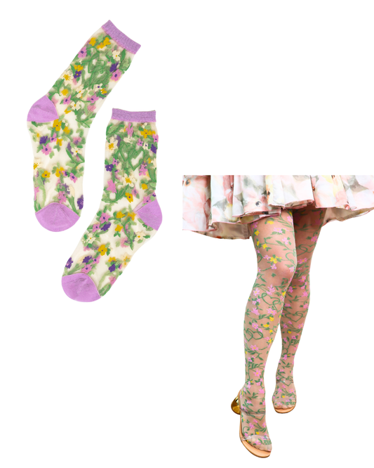 sock candy heart floral socks and stockings bundle heart hosiery valentines day romantic style