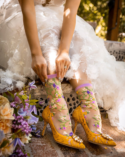 Sock Candy heart floral socks transparent socks wedding socks bridal socks