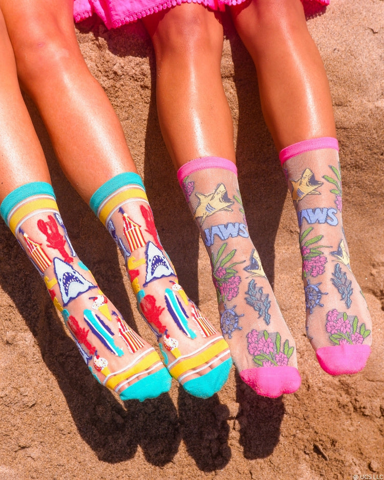 Sock Candy JAWS Sheer Socks Bundle Sheer Socks Fashion Socks Movie Socks Universal Studios Summer Socks