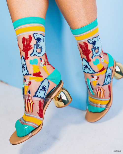 JAWS 50th Anniversary sheer sock jaws merch jaws socks for women