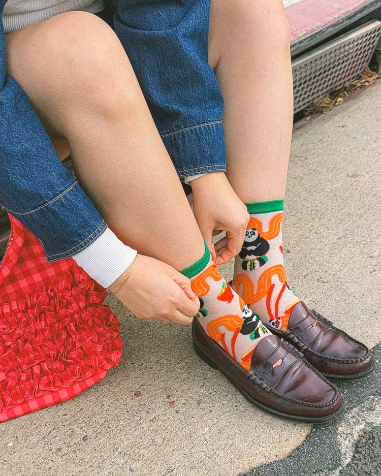 Sock Candy Kung Fu Panda lunar new year shimmer sheer sock socks and loafers fashion socks panda socks