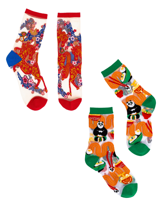 sock candy lunar new year socks sheer fashion socks year of the horse kung fu panda