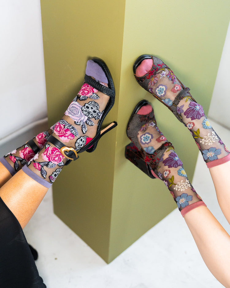 Sock Candy Midnight Blooms black Sheer socks bundle halloween fashion socks