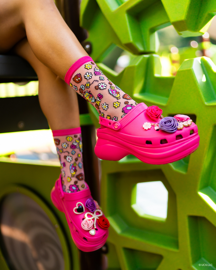 Sock Candy Minions Bello Spring Shimmer Sheer Crew Sock Sheer socks Fashion socks Whimsical socks Minions socks