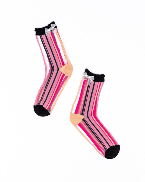 Sock Candy Parisian Stripes ruffle bow sock bow socks for women