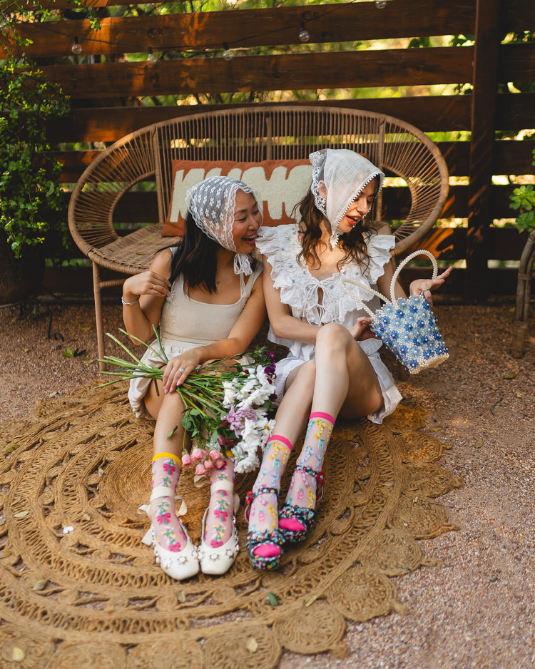 Sock Candy Petals & Preserves Shimmer Sheer Socks Bundle Bows & Jam socks Bouquets All Day socks sheer socks fashion socks cute socks cottagecore socks with heels