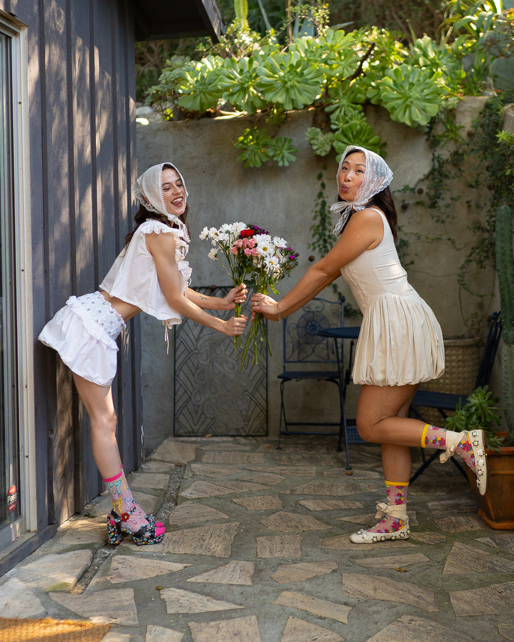 Sock Candy Petals & Preserves Shimmer Sheer Socks Bundle Bows & Jam socks Bouquets All Day socks sheer socks fashion socks cute socks cottagecore socks with heels