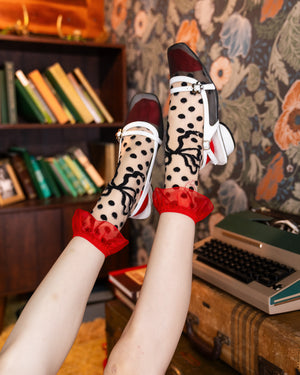 Sock Candy Polka dot bow ruffle sheer socks polka dot socks retro style