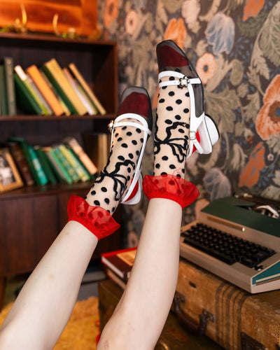 Sock Candy Polka dot bow ruffle sheer socks polka dot socks retro style