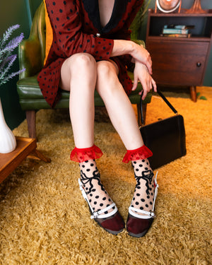 Sock Candy Polka dot bow ruffle sheer socks polka dot socks retro style