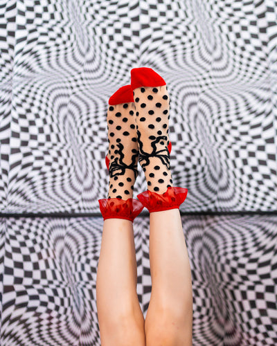 Sock Candy Polka dot bow ruffle sheer socks polka dot socks retro style