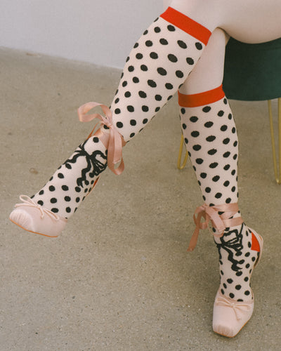 Sock candy polka dot bow knee high sheer socks sheer knee high socks and heels