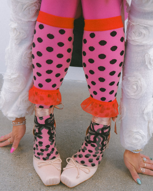Sock candy polka dot bow knee high sheer socks sheer knee high socks and heels