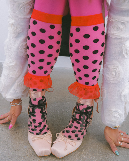 Sock candy polka dot bow knee high sheer socks sheer knee high socks and heels