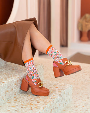 Sock candy pumpkin spice latte sheer socks and heels