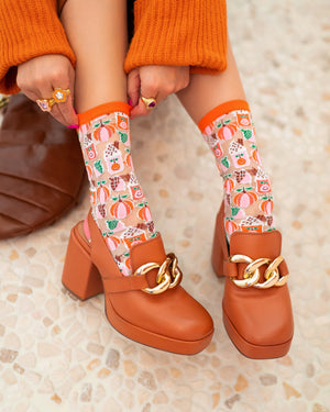 Sock candy pumpkin spice latte sheer socks and loafers