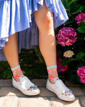 Sock Candy Floral socks fashion socks womens see through socks