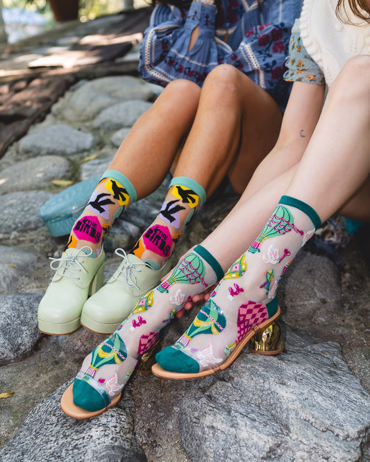 Sock Candy Take Flight Sheer Socks Bundle Hot Air Balloon socks The Birds socks sheer socks fashion socks cute socks socks with heels