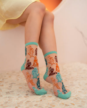Sock Candy Terracotta Naked Ladies Socks sheer socks for women artsy socks