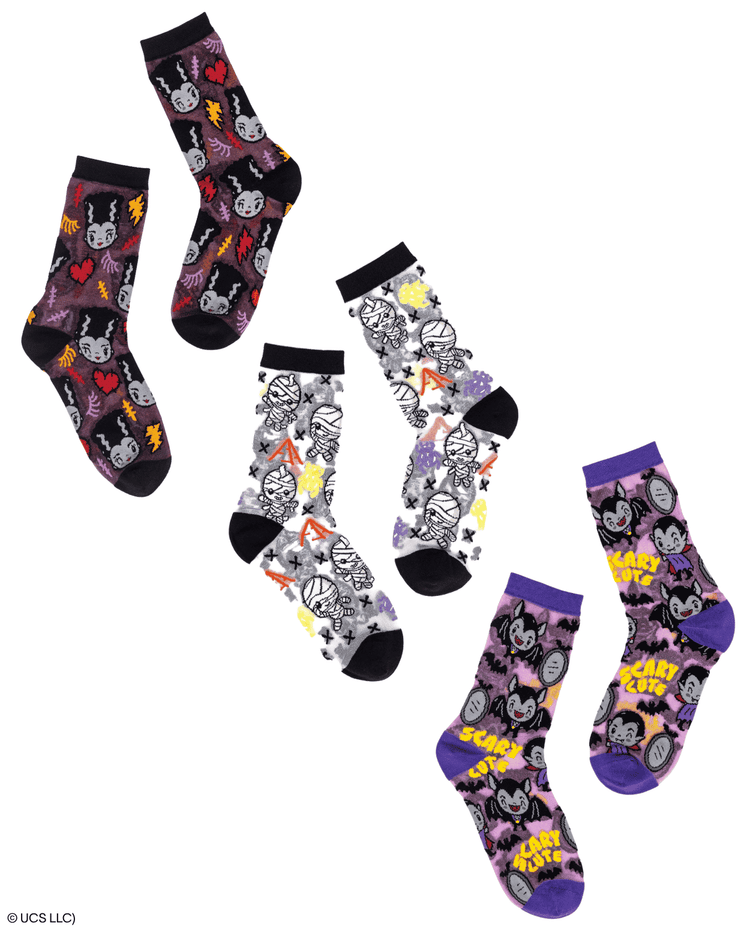 Universal Monsters Scary Cute Shimmer Sheer Socks Bundle
