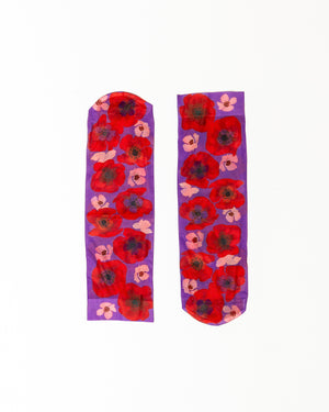 Sock Candy Watercolor Poppy Ankle Sock red floral socks