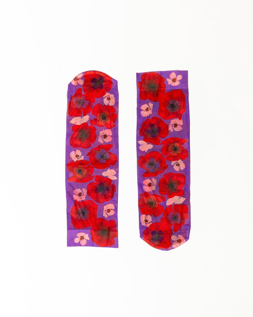 Sock Candy Watercolor Poppy Ankle Sock red floral socks