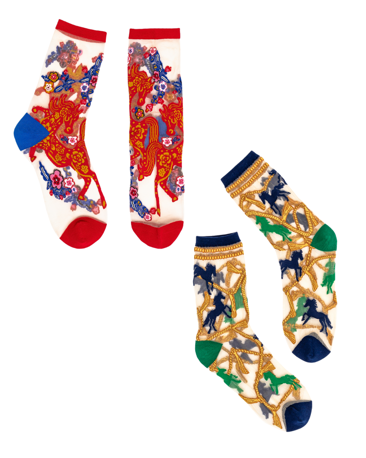 sock candy year of the horse sheer socks bundle horse print fashion socks